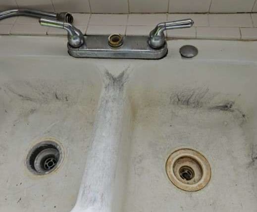 BBB project photo showing sink before cleaning and refresh work