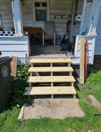 BBB project photo showing newly built exterior steps